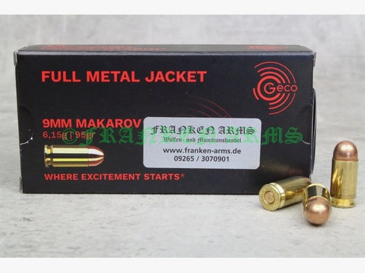 Geco	 9mm Makarov Vollmantel 95gr. 6,15g 50 Stück Staffelpreise