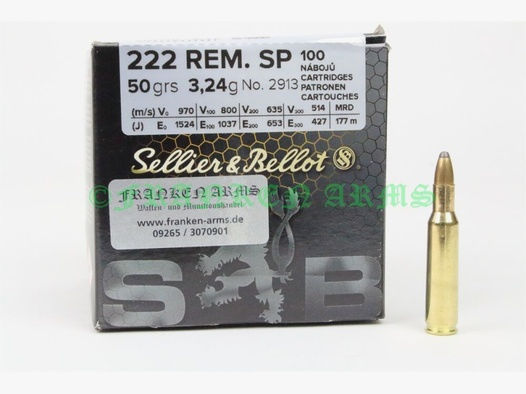 Sellier&Bellot	 .222 Rem. SP 50gr. 3,24g 100 Stück