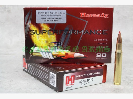 Hornady Superformance	 CX .30-06 Spr. 150gr. 9,7g 20 Stück Staffelpreise