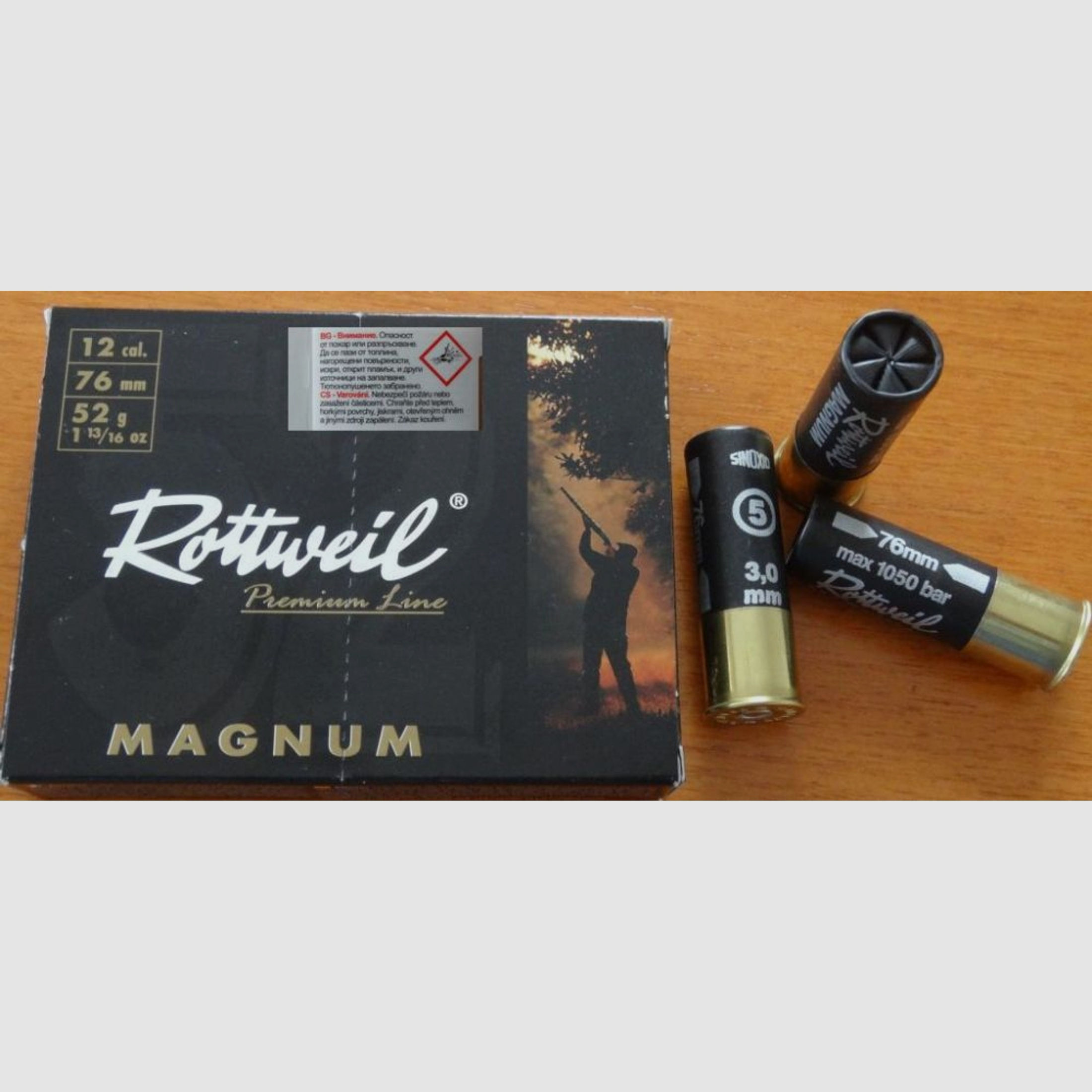 Rottweil	 Rottweil: Magnum Schrotpatronen 12/76-3,0mm 52g