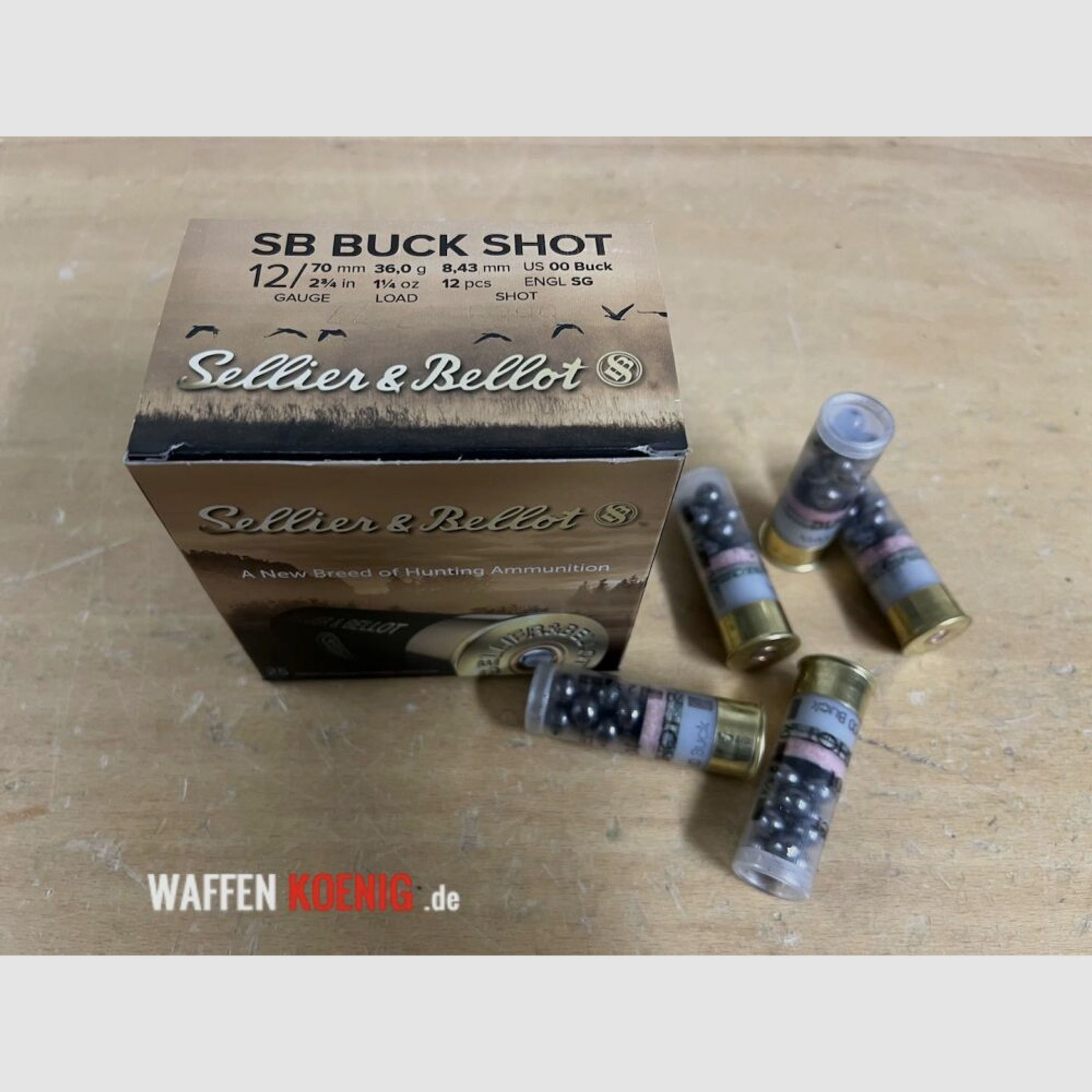 Sellier & Bellot	 Sellier & Bellot, Buck Shot 12/70, Schrotgröße 8,4 mm