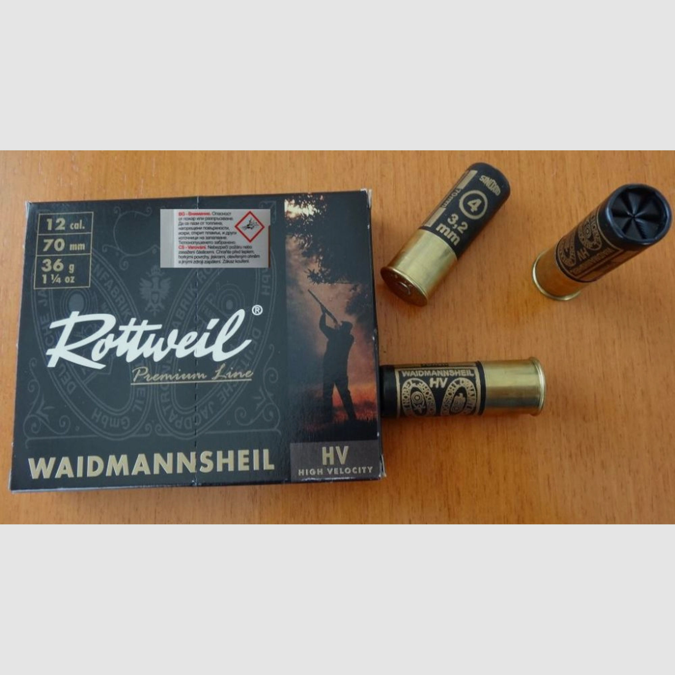Rottweil	 Rottweil Jagd braun Streu Plastik-Schrotpatronen 12/70-Körnung 3,2mm