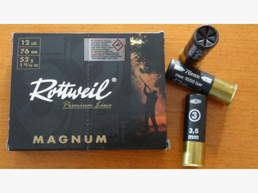 Rottweil:	 Rottweil: Magnum Schrotpatronen 12/76-3,5mm 52g