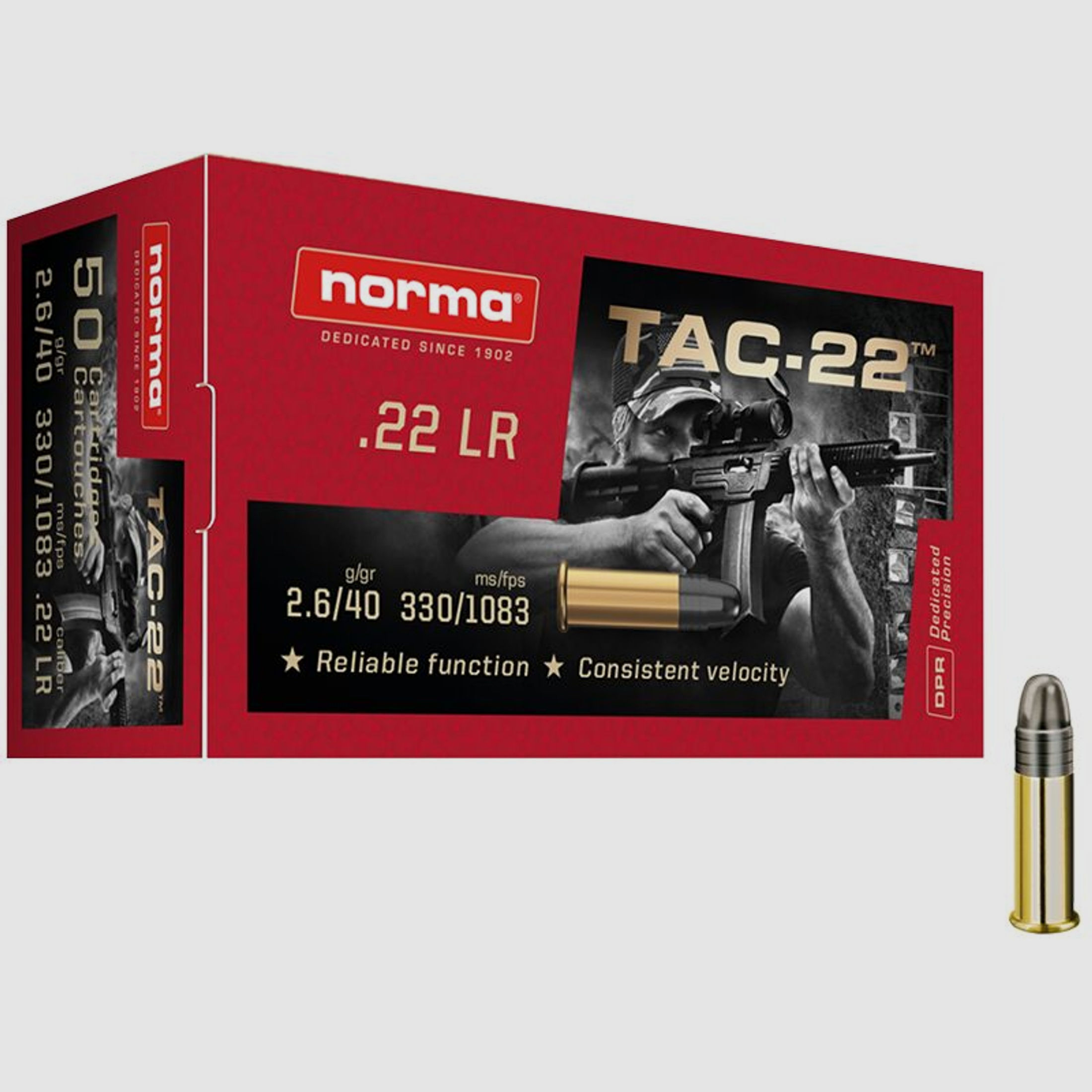 Norma	 NORMA TAC-22, .22lfb 2,6g/ 40grs, VE50