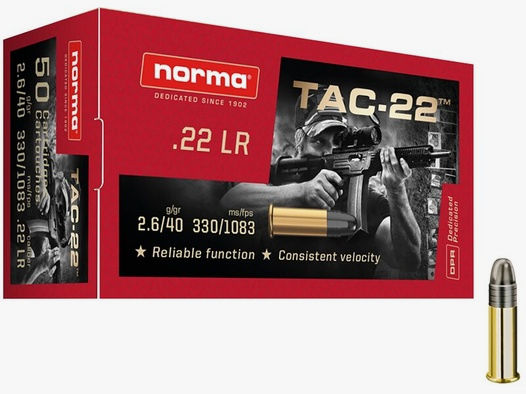 Norma	 NORMA TAC-22, .22lfb 2,6g/ 40grs, VE50
