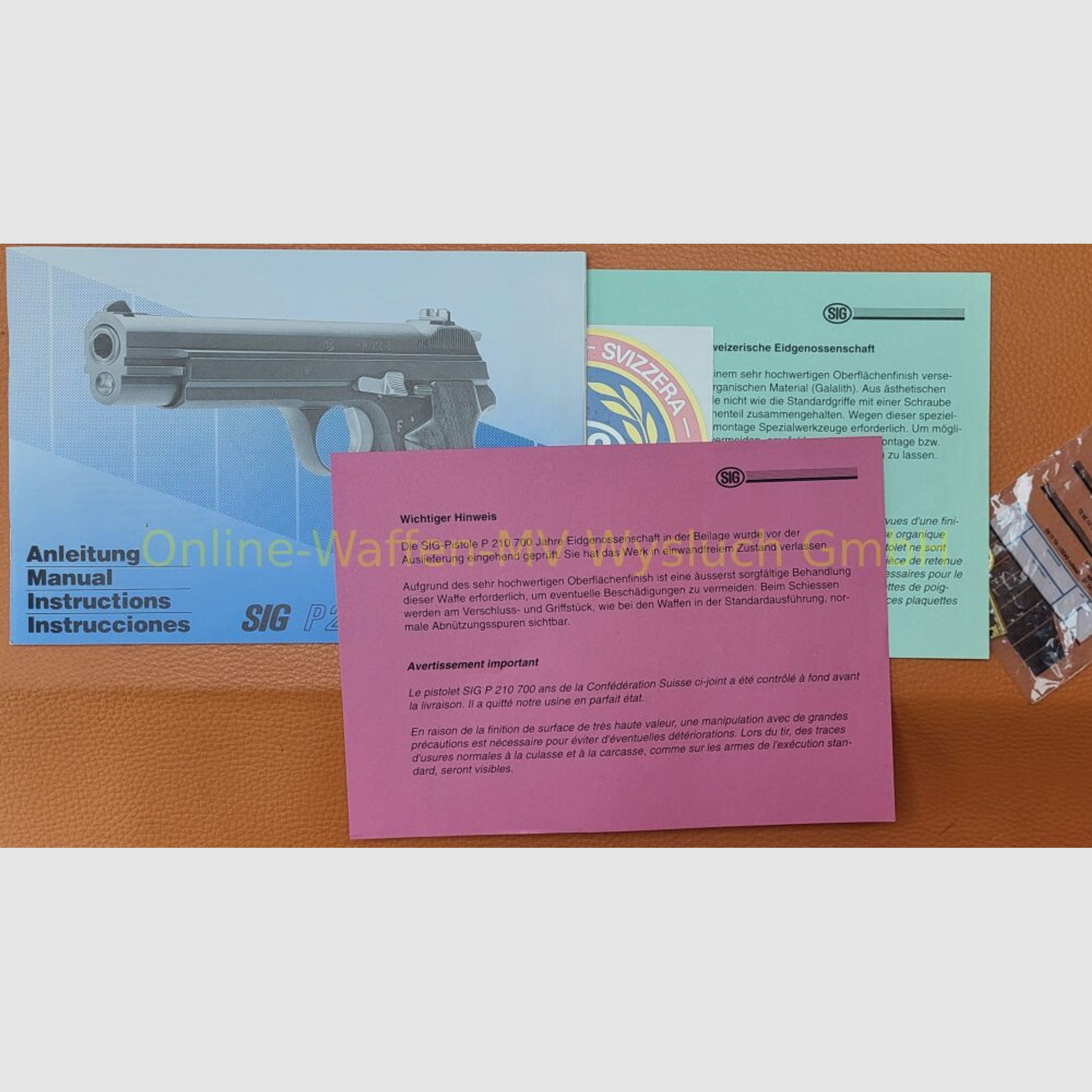 SIG P210 Jubiläumspistole „700 Jahre Eidgenossenschaft“	 in Präsentationsschatulle