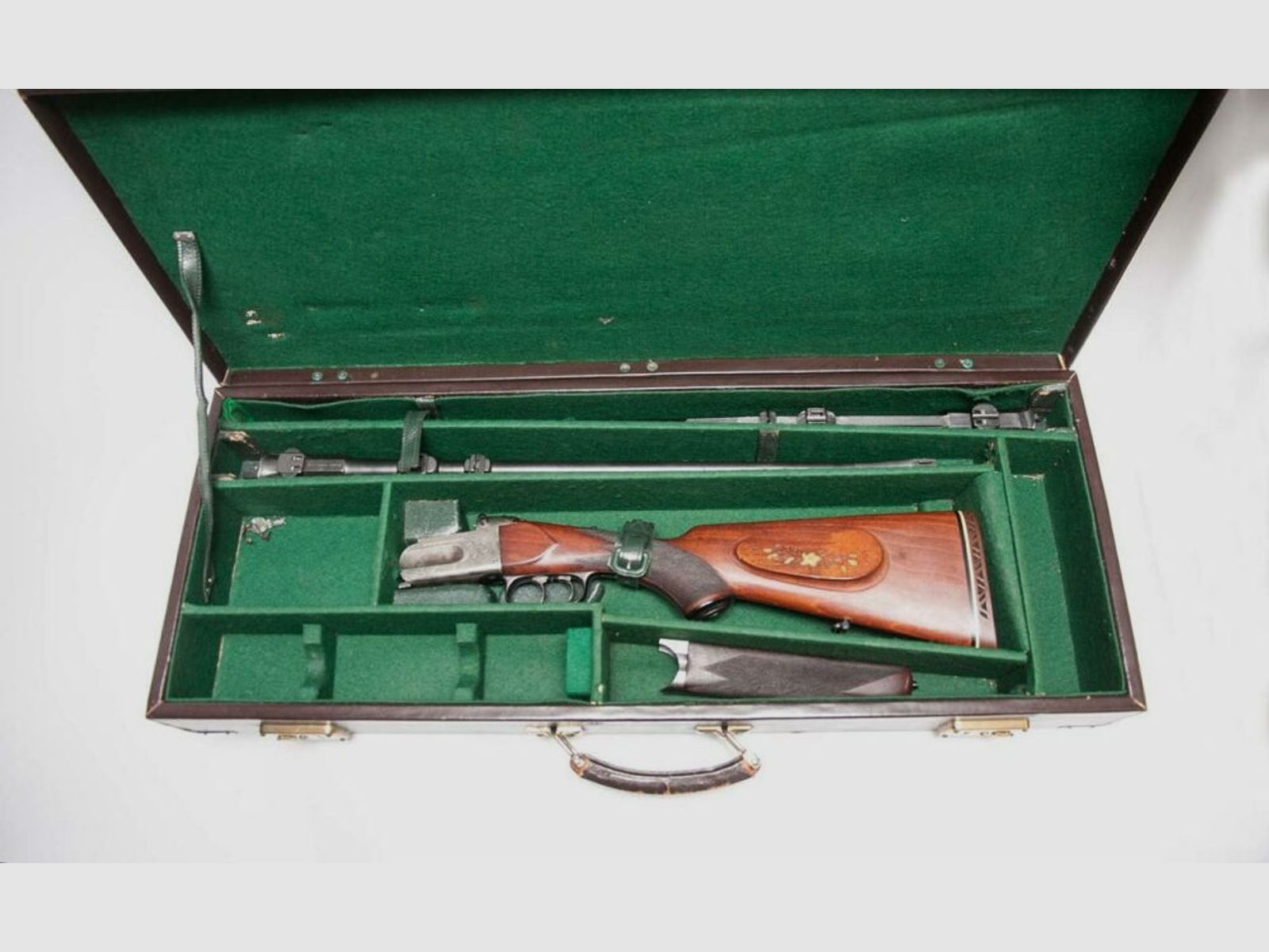 Kipplaufbüchse Remo Vorkriegsfertigung Suhl mit Wechsellauf	 Prewar gun 5,6x52R mit Koffer
