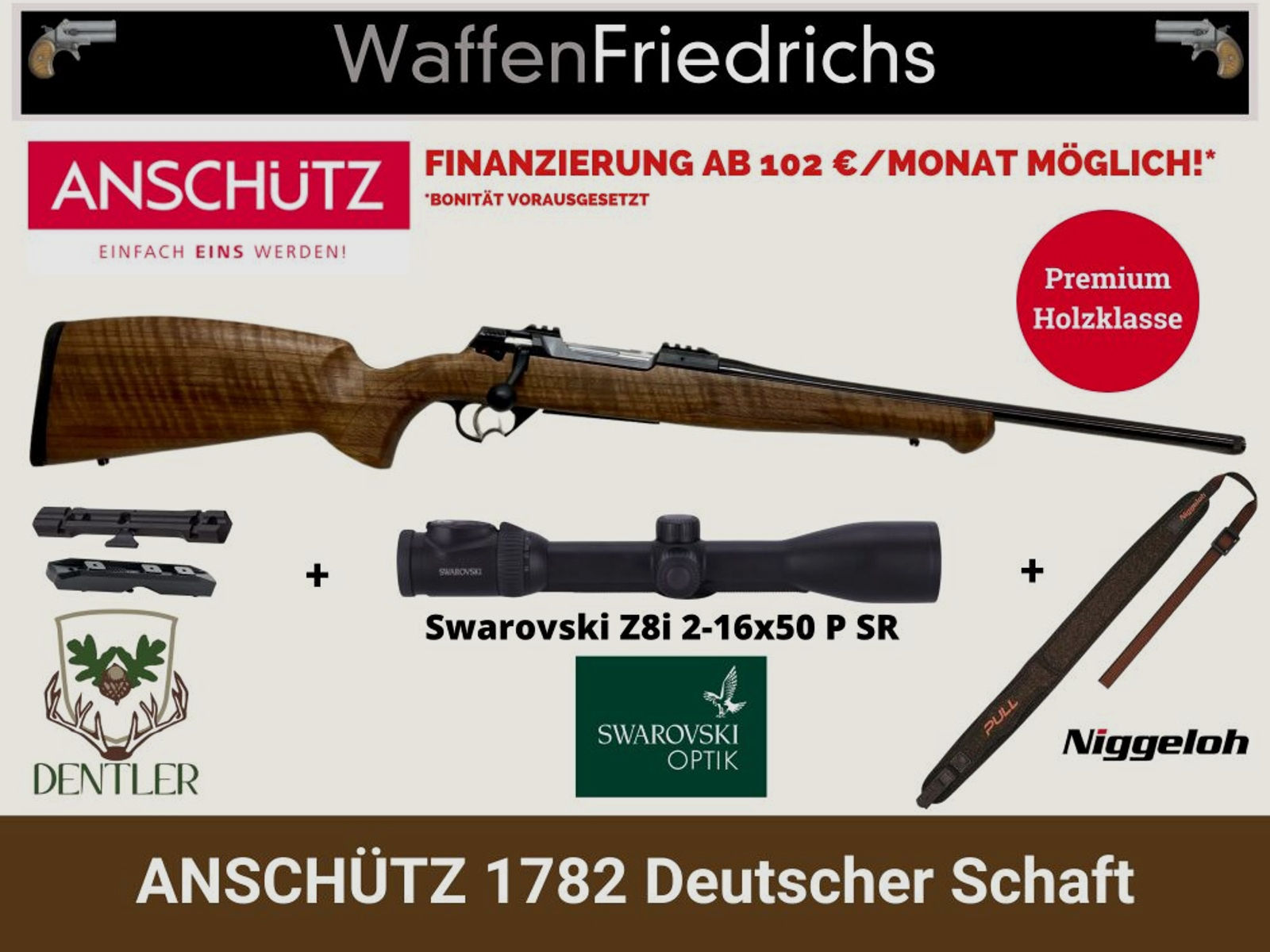 Anschütz	 1782 Deutscher Schaft | Komplett Set "Keiler-Ruh" - Waffen Friedrichs