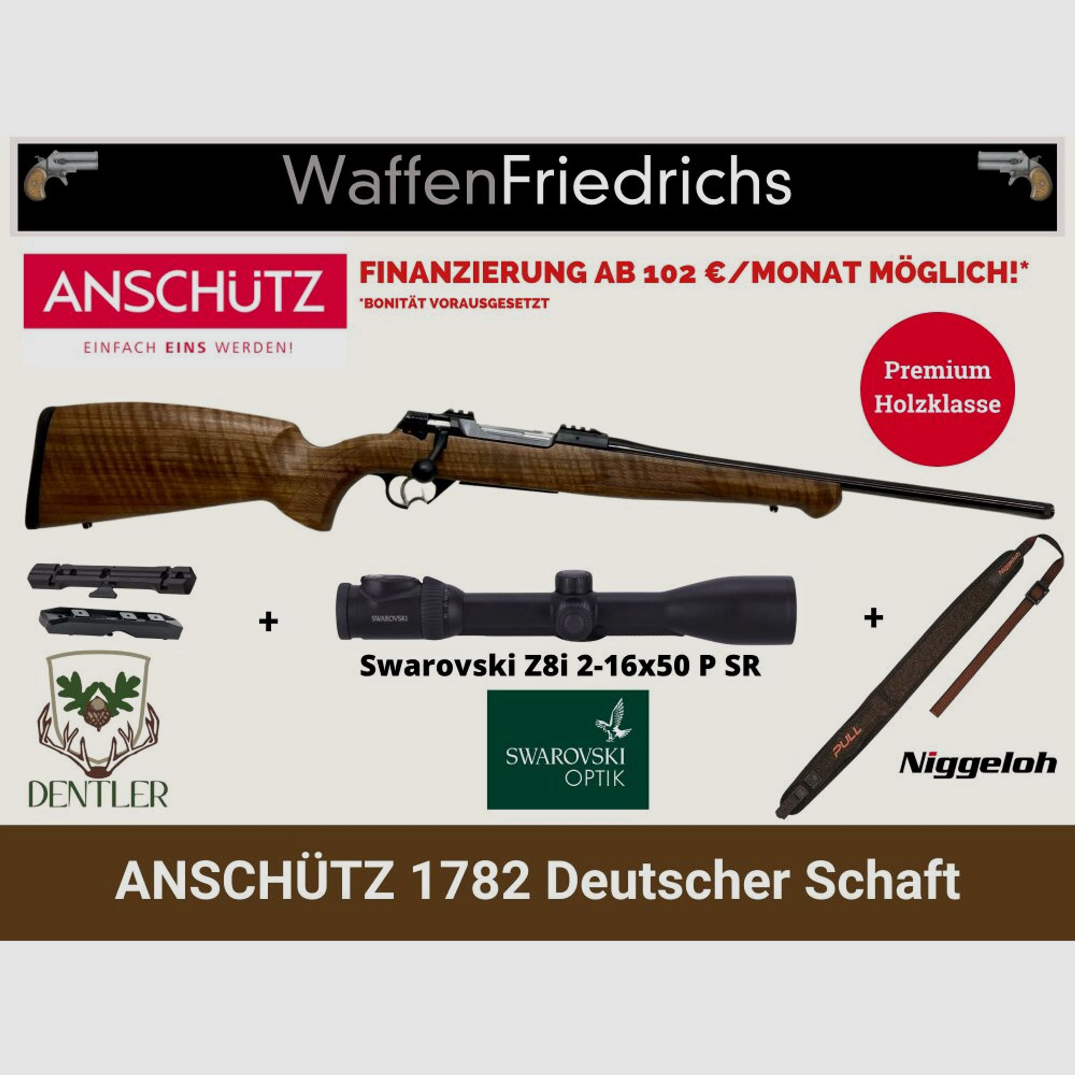 Anschütz	 1782 Deutscher Schaft | Komplett Set "Keiler-Ruh" - Waffen Friedrichs