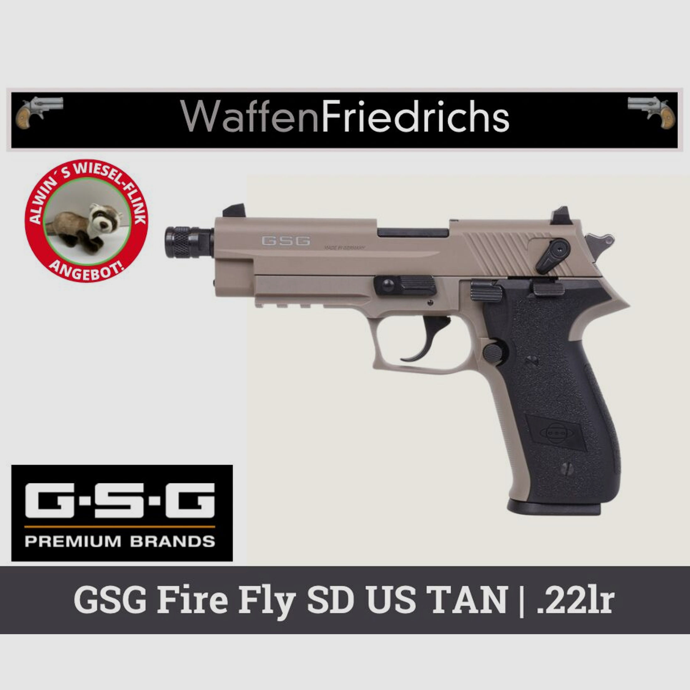 GSG GERMAN SPORT GUNS	 Fire Fly SD US TAN | Wiesel-Flink Angebot - Waffen Friedrichs