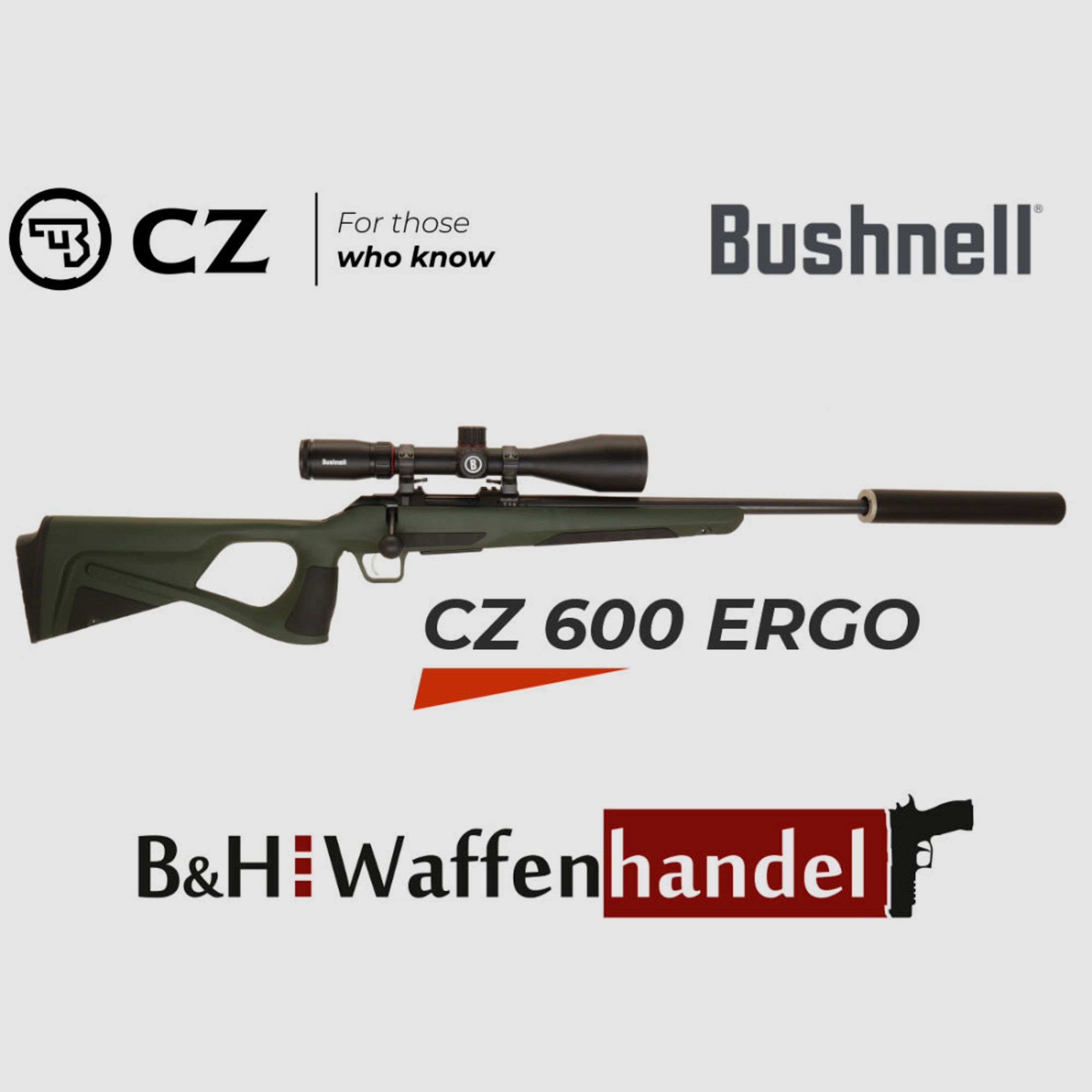 CZ	 600 ERGO Lochschaft Komplettpaket mit ZF 3-18x56, Schalldämpfer, Montagen