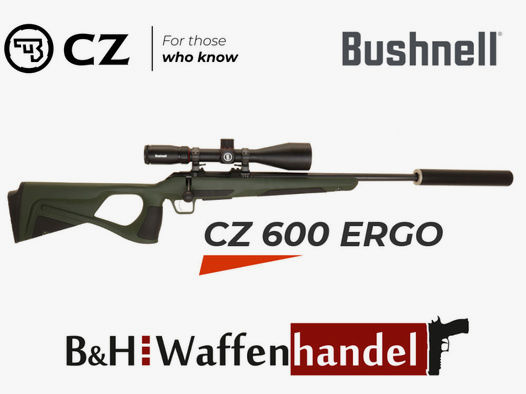 CZ	 600 ERGO Lochschaft Komplettpaket mit ZF 3-18x56, Schalldämpfer, Montagen