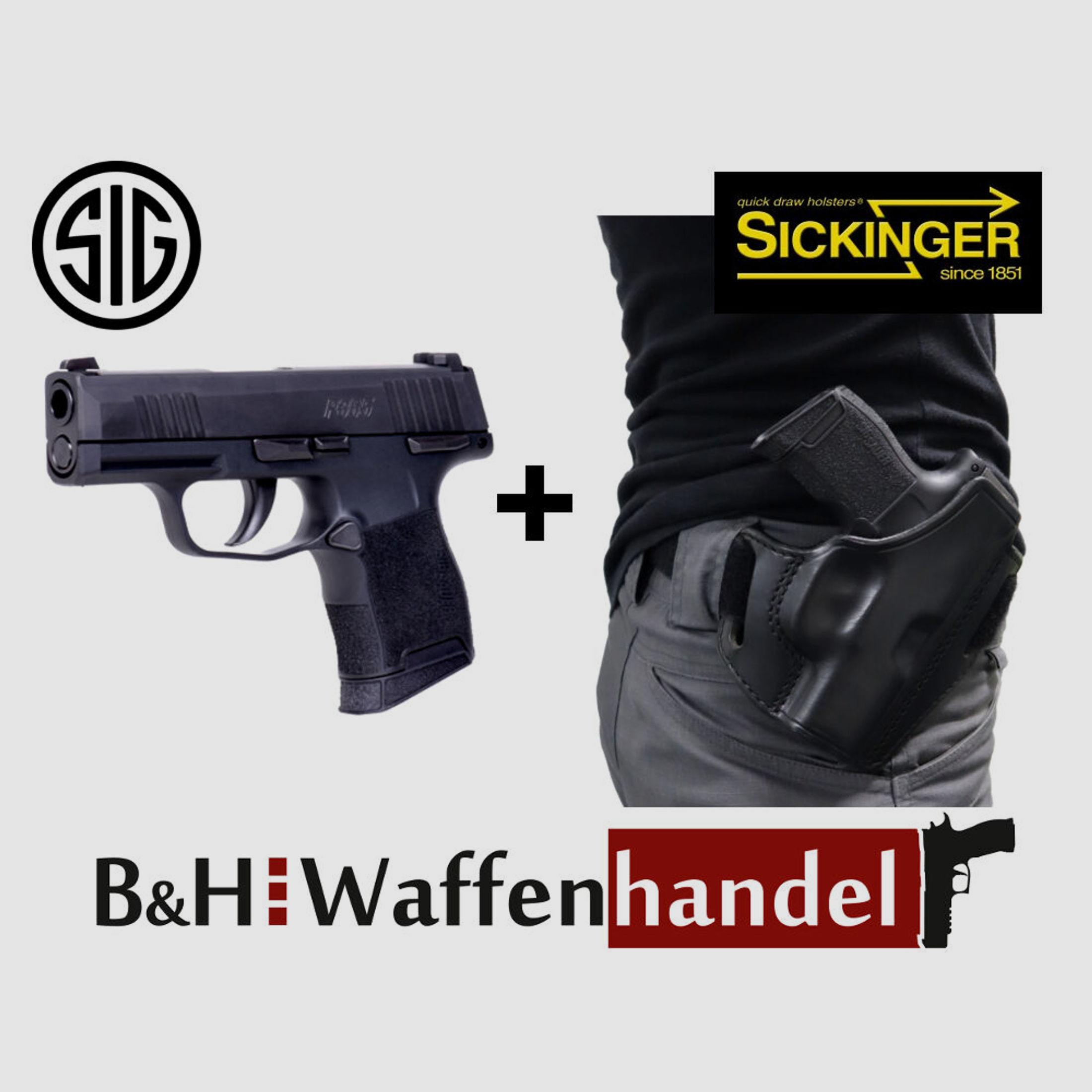 Neuwaffe, auf Lager: Sig Sauer P365 Nitron MS Pistole inkl. Sickinger Leder-Holster "Lightning"