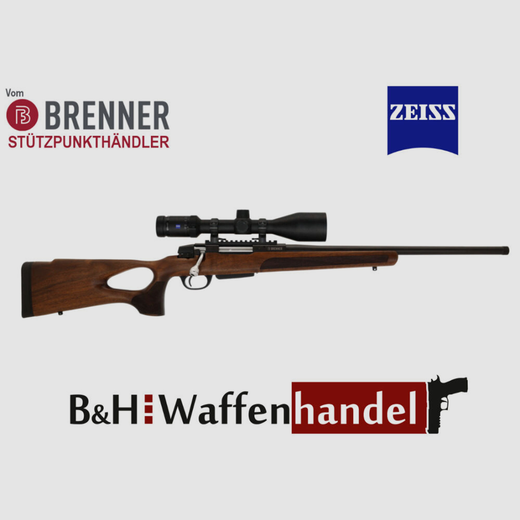 Brenner Komplettpaket:	 Brenner BR 20 Lochschaft mit Zeiss V6 2.5-15x56 BR20