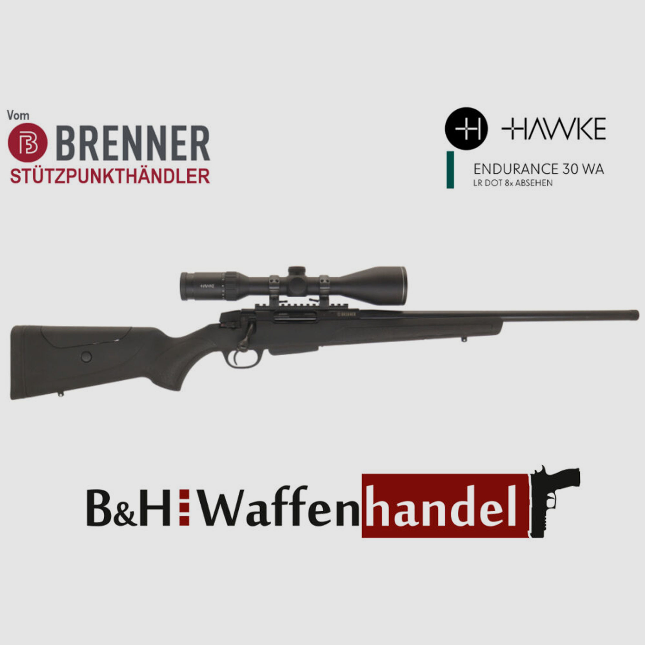Brenner Komplettpaket:	 BR 20 Polymerschaft mit Hawke Endurance 3-12x56