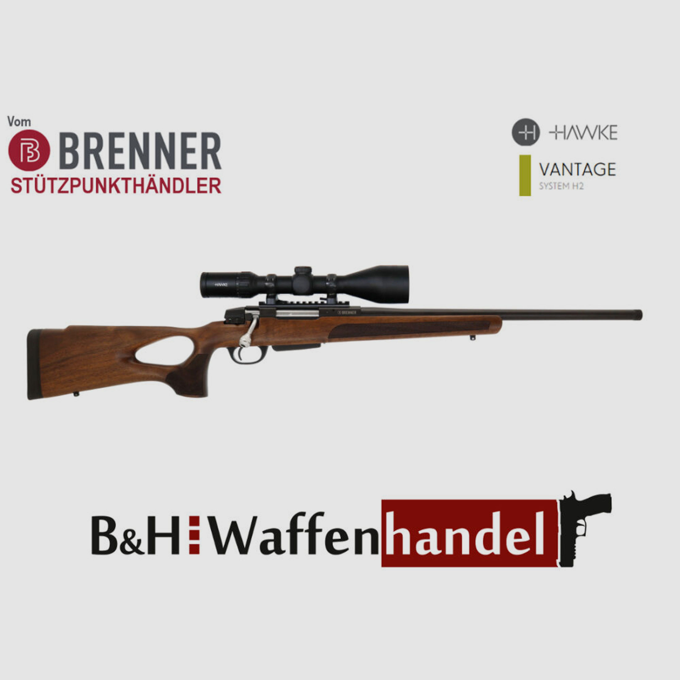 Brenner Komplettpaket:	 Brenner BR 20 Lochschaft mit Hawke Vantage 3-12x56