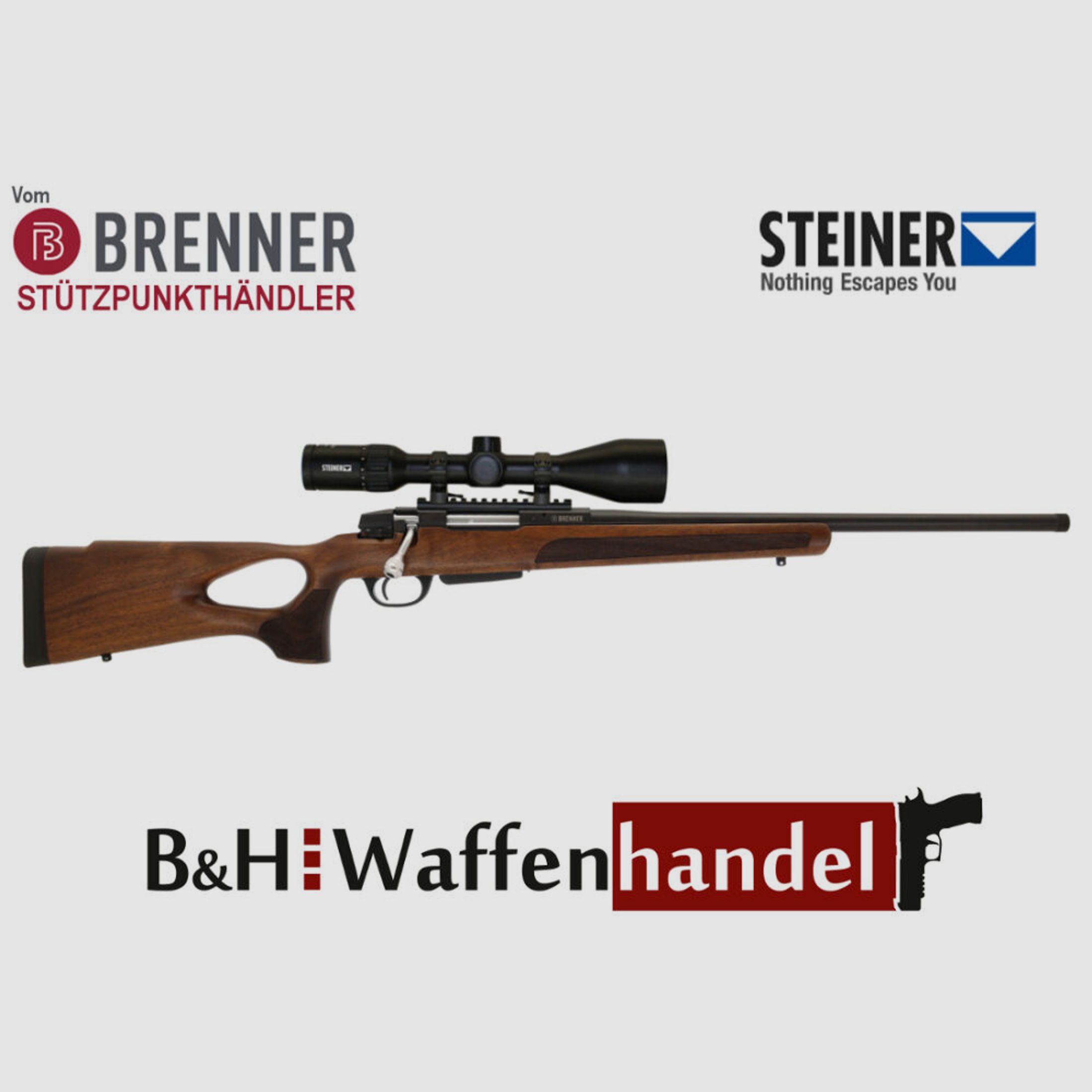 Brenner Komplettpaket:	 Brenner BR20 Lochschaft mit Steiner Ranger 3-12x56  BR-20