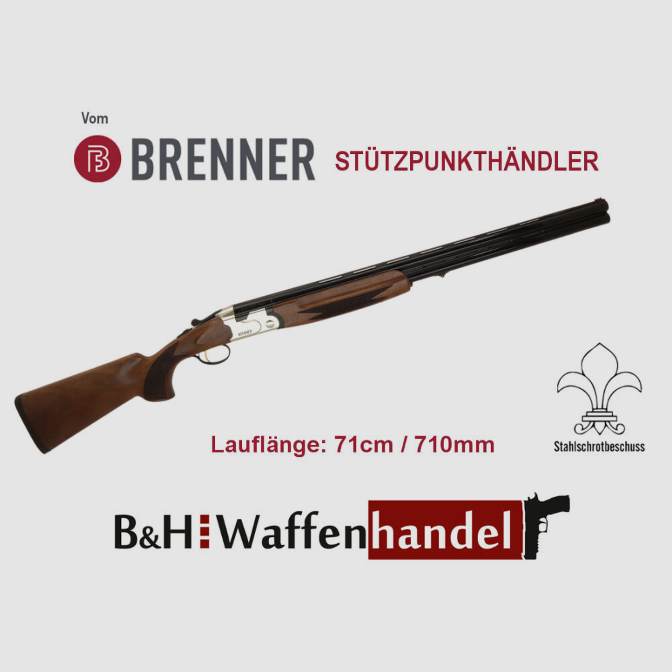 Brenner	 BF18 Silver (White) / BF 18 Silber LL 71cm Bockflinte - Stahlschrotbeschuss