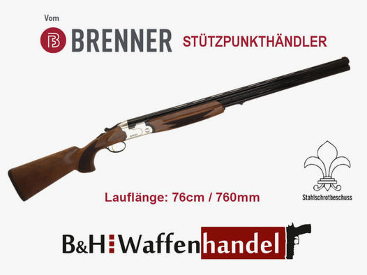 Brenner	 BF18 White / BF 18 Silber LL76cm Bockflinte - Stahlschrotbeschuss