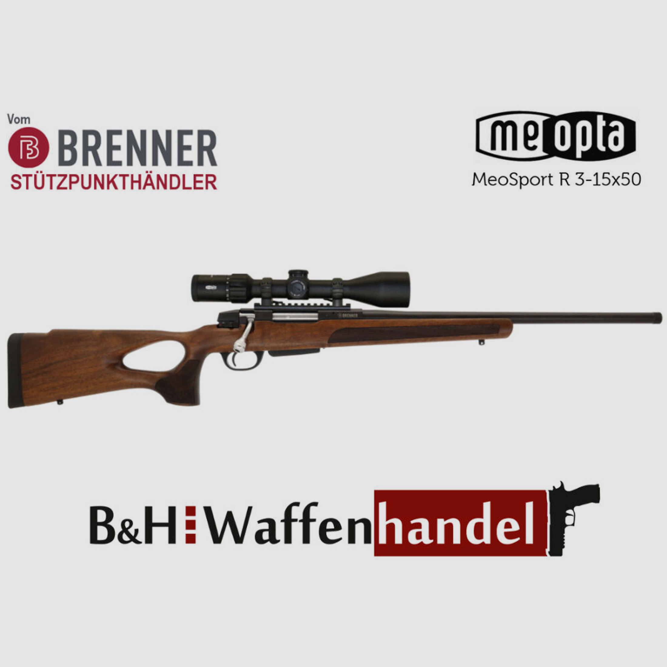 Brenner Komplettpaket:	 Brenner BR20 Lochschaft mit Meopta MeoSport 3-15x50 (Parallaxe Verstellung)