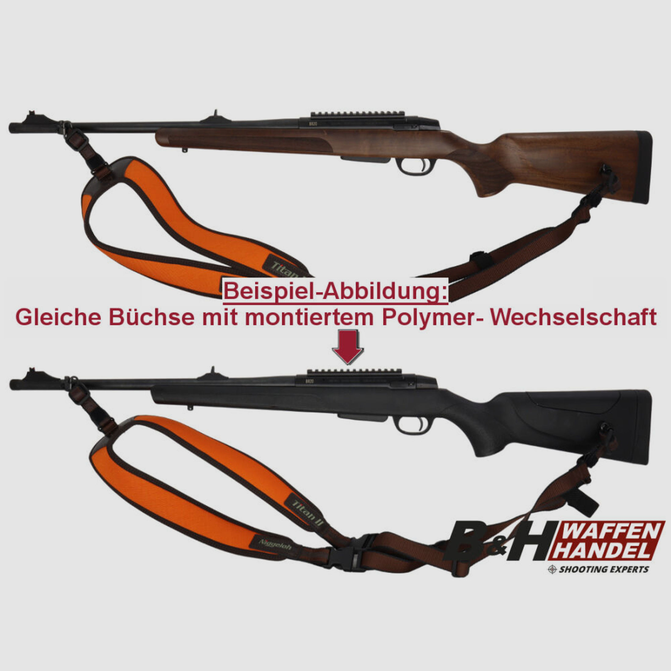 Brenner	 BR20 B&H DGS Komplettpaket Holzschaft + Polymerschaft Rucksack- Gewehrriemen Hundeführer Nachsuche Durchgehschützen