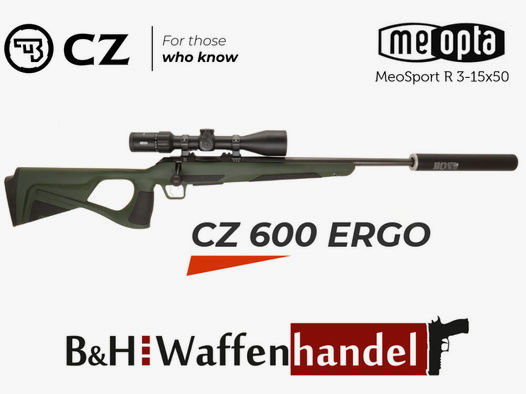 CZ	 600 ERGO Lochschaft Komplettpaket mit Meopta 3-15x50, Schalldämpfer, Montagen