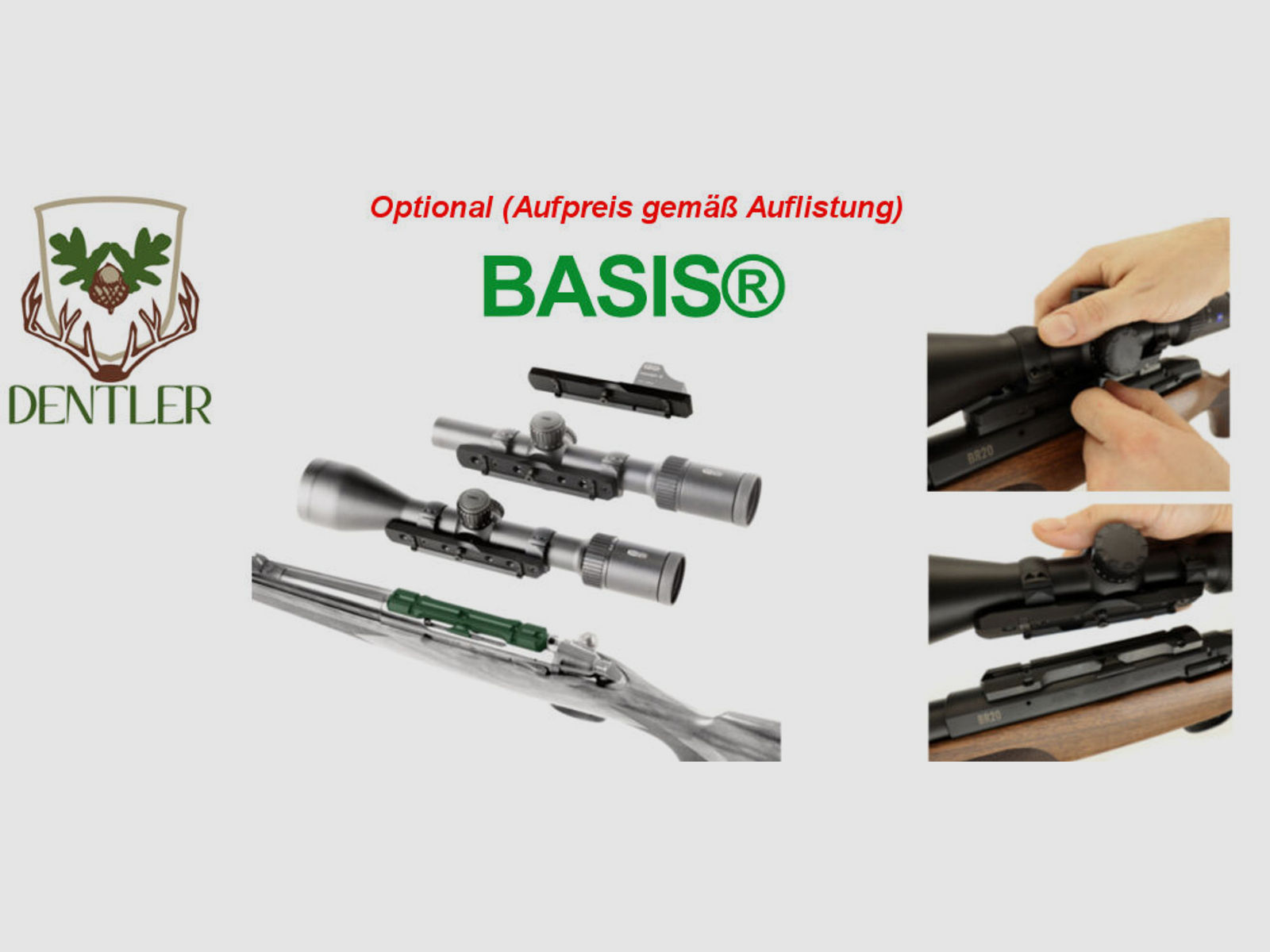 Brenner Komplettpaket:	 BR20 B&H Prohunter Lochschaft DDoptics 2.5-16x42 oder 2.5-15x50 Jagd Repetierer