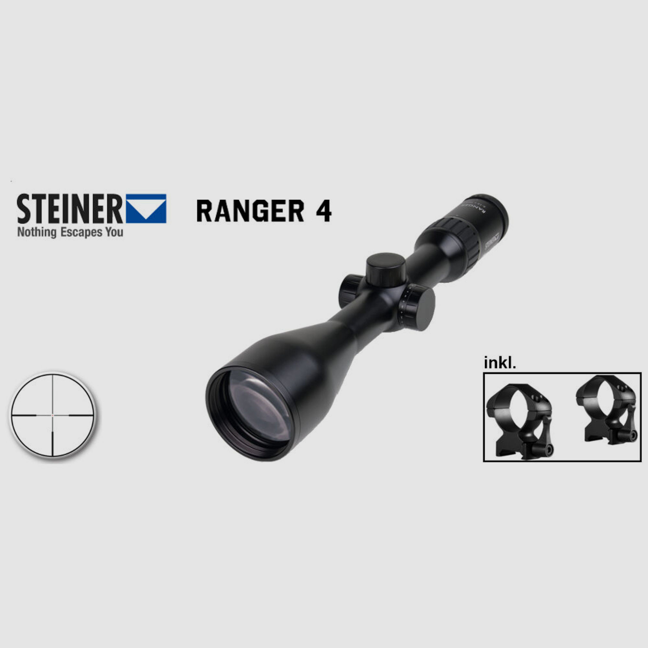 Brenner Komplettpaket:	 Brenner BR 20 Holzschaft mit Steiner Ranger 3-12x56