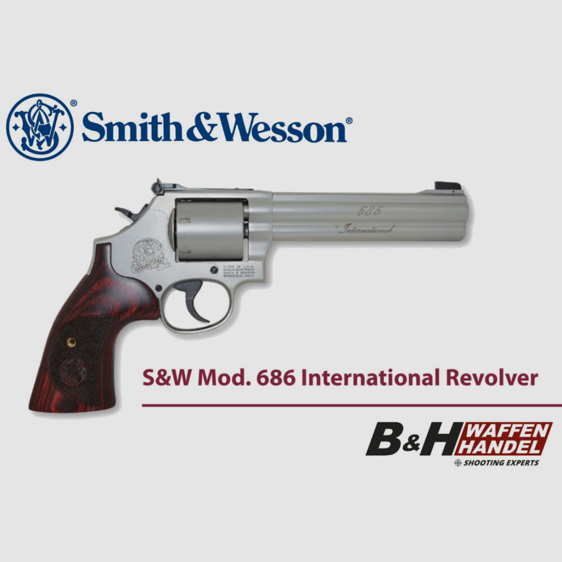 Smith & Wesson	 686 International .357 Magnum Revolver Stainless matt Trommel ungeflutet S&W