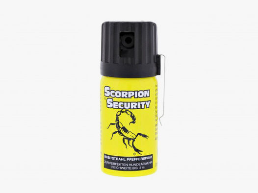 Pfefferspray Scorpion Security mit Breitstrahl und GĂĽrtelclip, Inhalt 40 ml