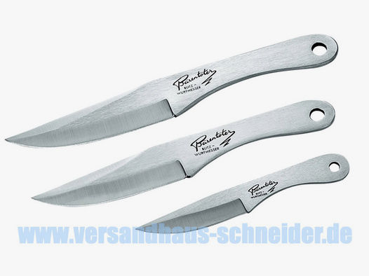 Wurfmesser 3er Set Stahl GesamttlĂ¤nge 15 cm 22 cm und 24 cm inklusive Nylonscheide (P18)