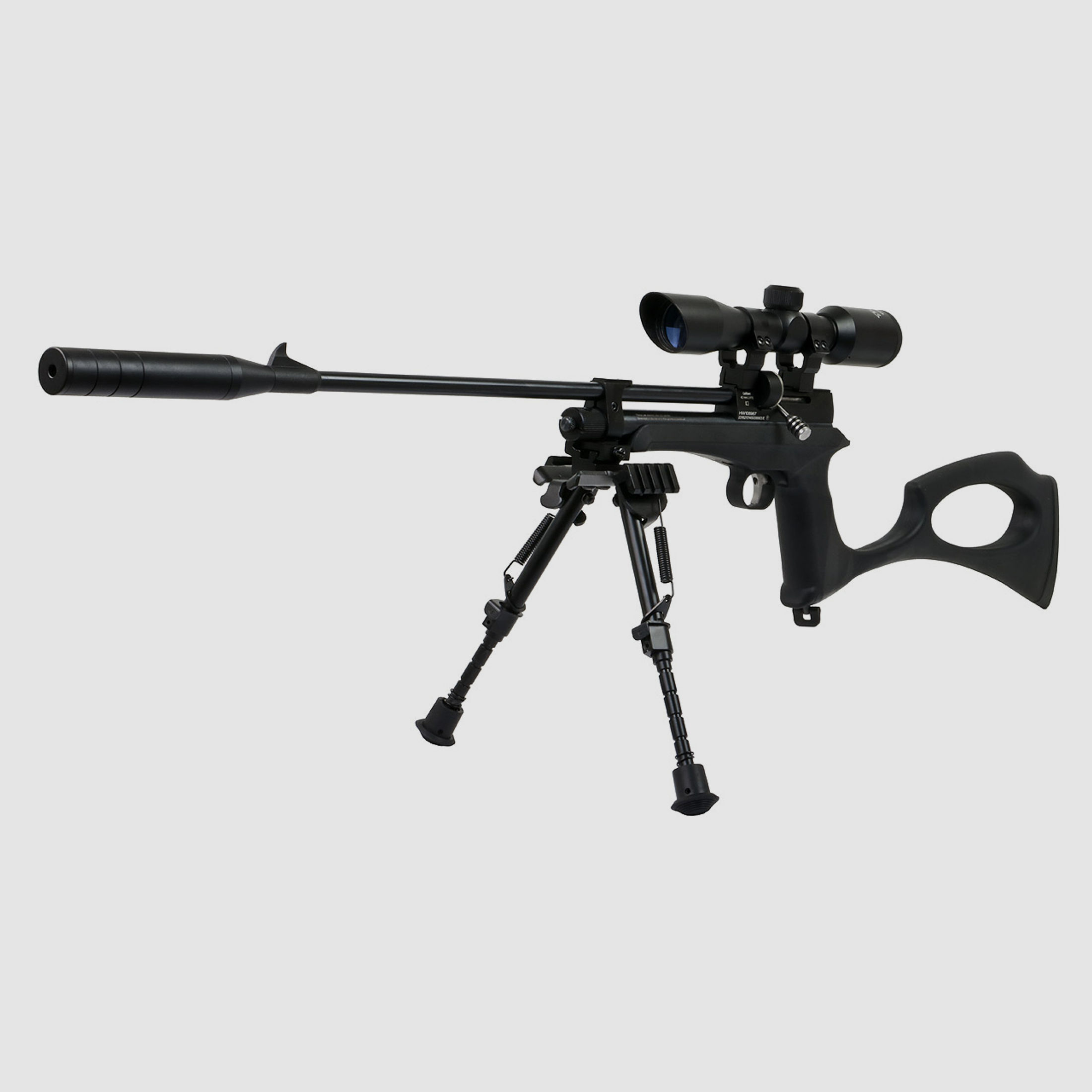 CO2 Pistole und Gewehr Diana Chaser Rifle Bipod Set SchalldĂ¤mpfer Zielfernrohr 4x32 Zweibein 9 Schuss Trommelmagazin Kaliber 4,5 mm (P18)