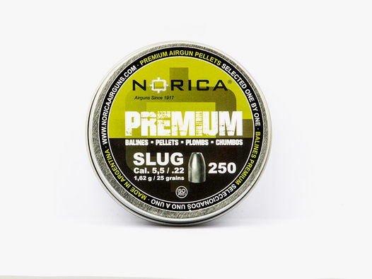 Norica Premium Slug Diabolo, Hohlspitz, glatt, 1,62 g, Kaliber 5,5 mm, 250 StĂĽck