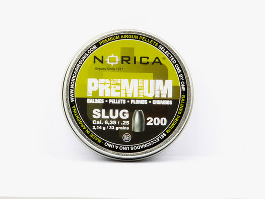 Norica Premium Slug Diabolo, Hohlspitz, glatt, 2,14 g, Kaliber 6,35 mm, 200 StĂĽck