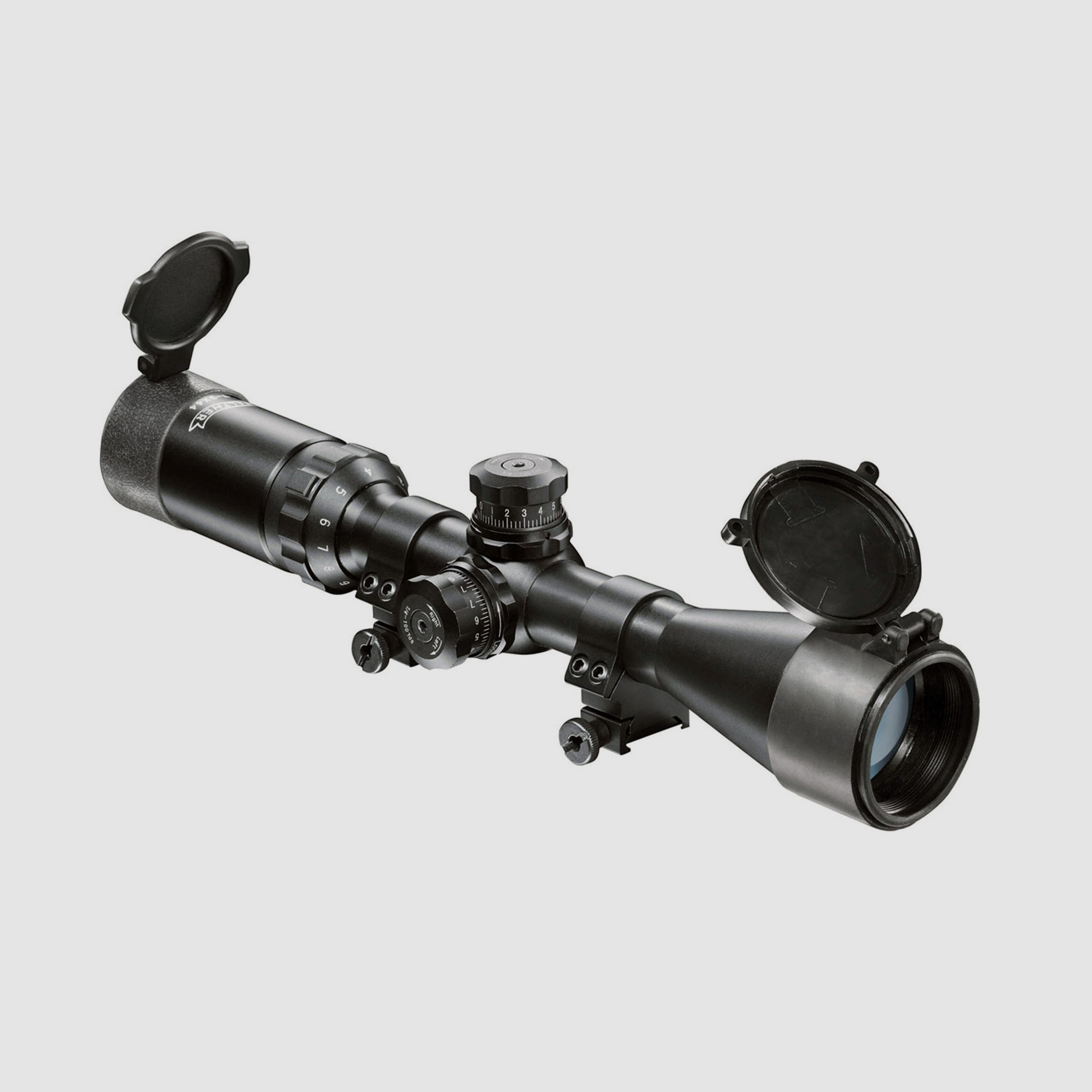 Taktisches Zielfernrohr Walther 3-9x44 Sniper, MilDot Absehen, Montage fĂĽr Weaver-, Picatinny-Schienen
