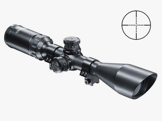 Luftgewehr-Zielfernrohr WALTHER 3-9x44, Absehen MilDot, Sonnendach, 11mm HP Montage
