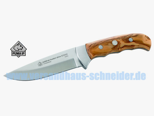 Puma IP Outdoor-Messer, Stahl 420, Olivenholz-Griffschalen, Neusilberbacke (P18)