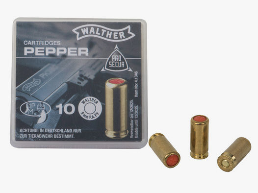 Pfefferpatronen Abwehrpatronen Walther Kaliber 9 mm P.A. PV fĂĽr Pistolen 120 mg Wirkstoff 10 StĂĽck (P18)