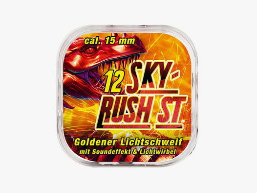 Pyro Umarex Sky Rush ST Feuerwerksgeschosse mit goldenem Schweif und Lichtwirbel 12 StĂĽck (P18)