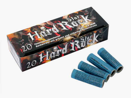 Pyro Umarex Hard Rock Star Feuerwerksgeschosse mit Goldwirbel und Blinksternen 20 StĂĽck (P18)