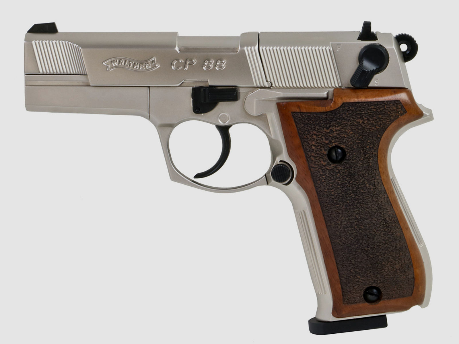 CO2 Pistole Walther CP88 nickel Holzgriffschalen Kaliber 4,5 mm Diabolo (P18)