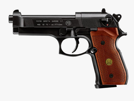 CO2 Pistole Beretta M 92 FS schwarz Holzgriffschalen Kaliber 4,5 mm (P18)