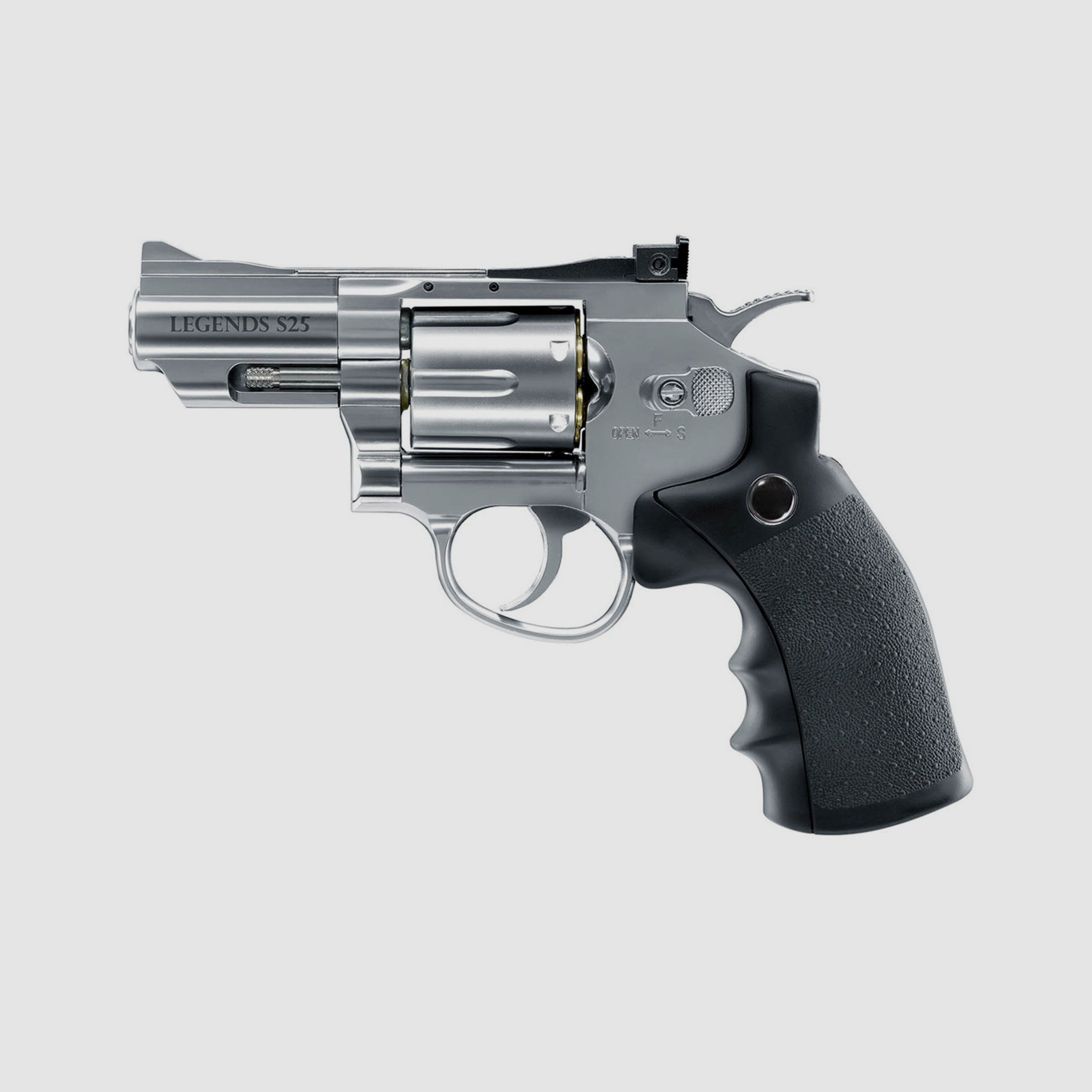 CO2 Revolver Umarex Legends S25 2,5 Zoll Lauf Vollmetall Nickel Finish Kaliber 4,5 mm Diabolo (P18)