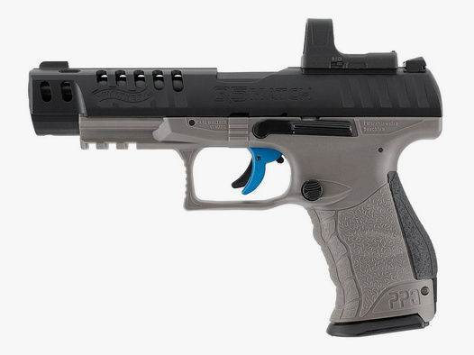 CO2 Pistole Walther Q5 Match Combo 5 Zoll Tungsten Gray Kaliber 4,5 mm Diabolo (P18) + Leuchtpunktvisier RDS 8