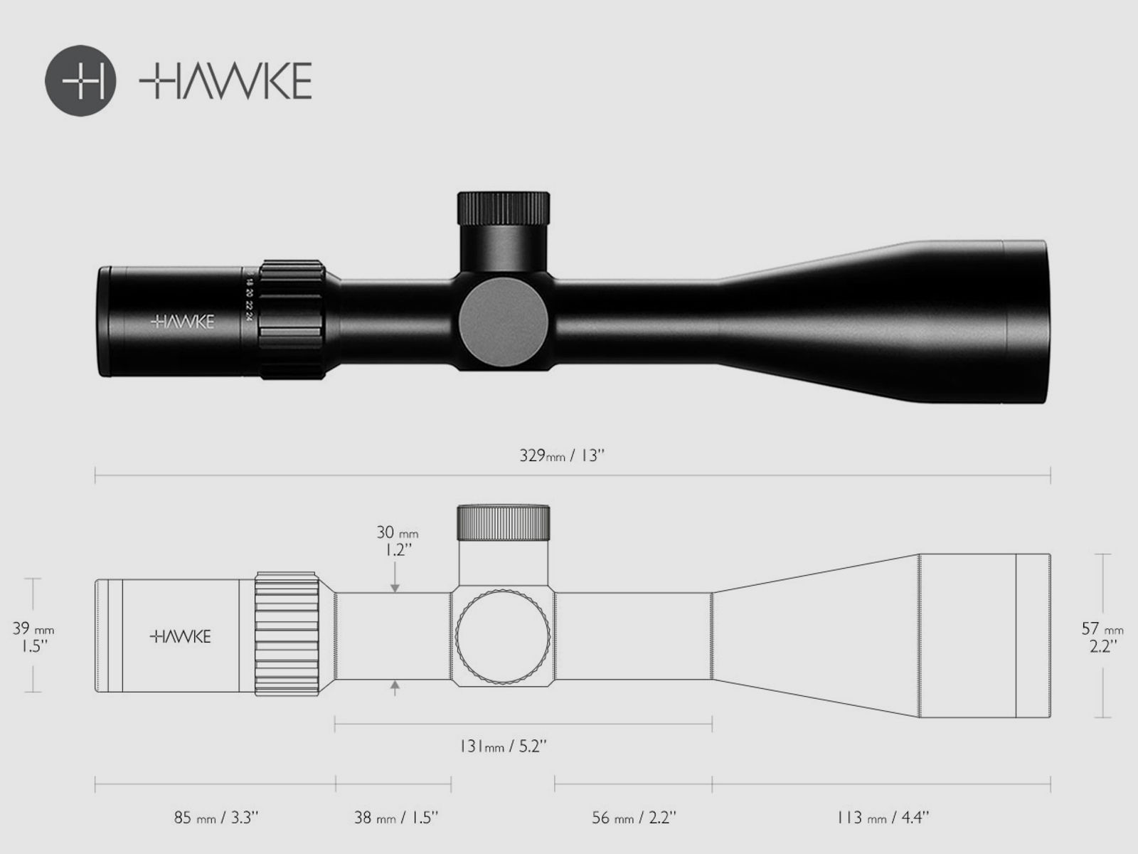 Zielfernrohr Hawke Airmax 30 SF COMPACT 6-24x50, AMX IR Absehen, 30 mm Tubus, Seitenfokus