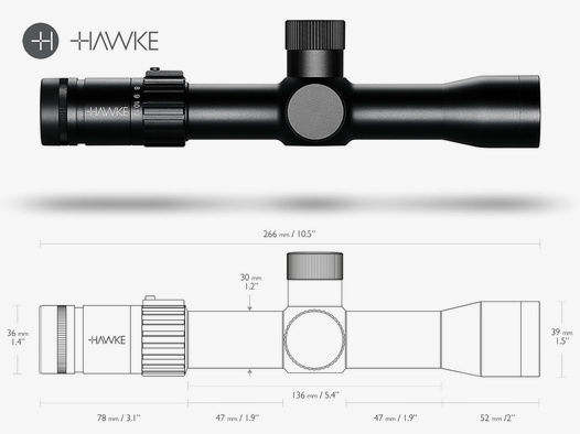 Zielfernrohr HAWKE Airmax 30 TOUCH 3-12x32 AMX IR, 30 mm Tubus, Seitenfokus, AMX Absehen beleuchtet