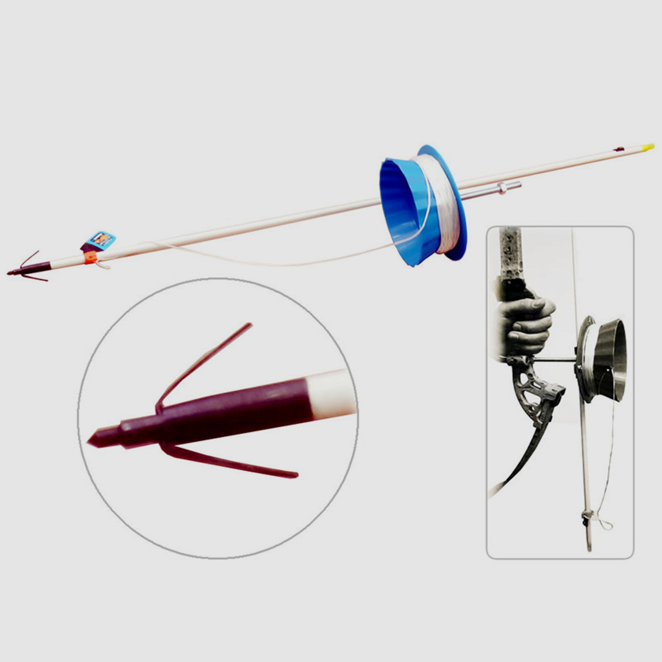 Bogenfischset Bohning mit Pfeil und Spule ca. 20 m Schnur und Montagematerial