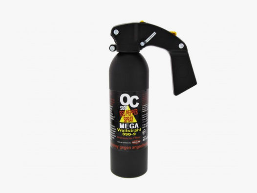 Abwehrspray Pfefferspray OC 5000 MEGA mit Weitstrahl, Inhalt 400 ml