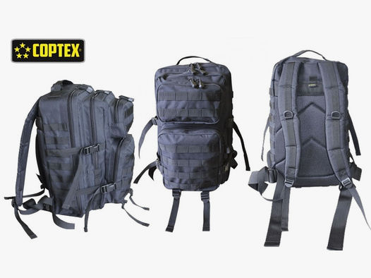COPTEX Rucksack 40 l, 2 HauptfĂ¤cher, 2 aufgesetzte Taschen, Steckfach, Nylon, 50x30x30 cm