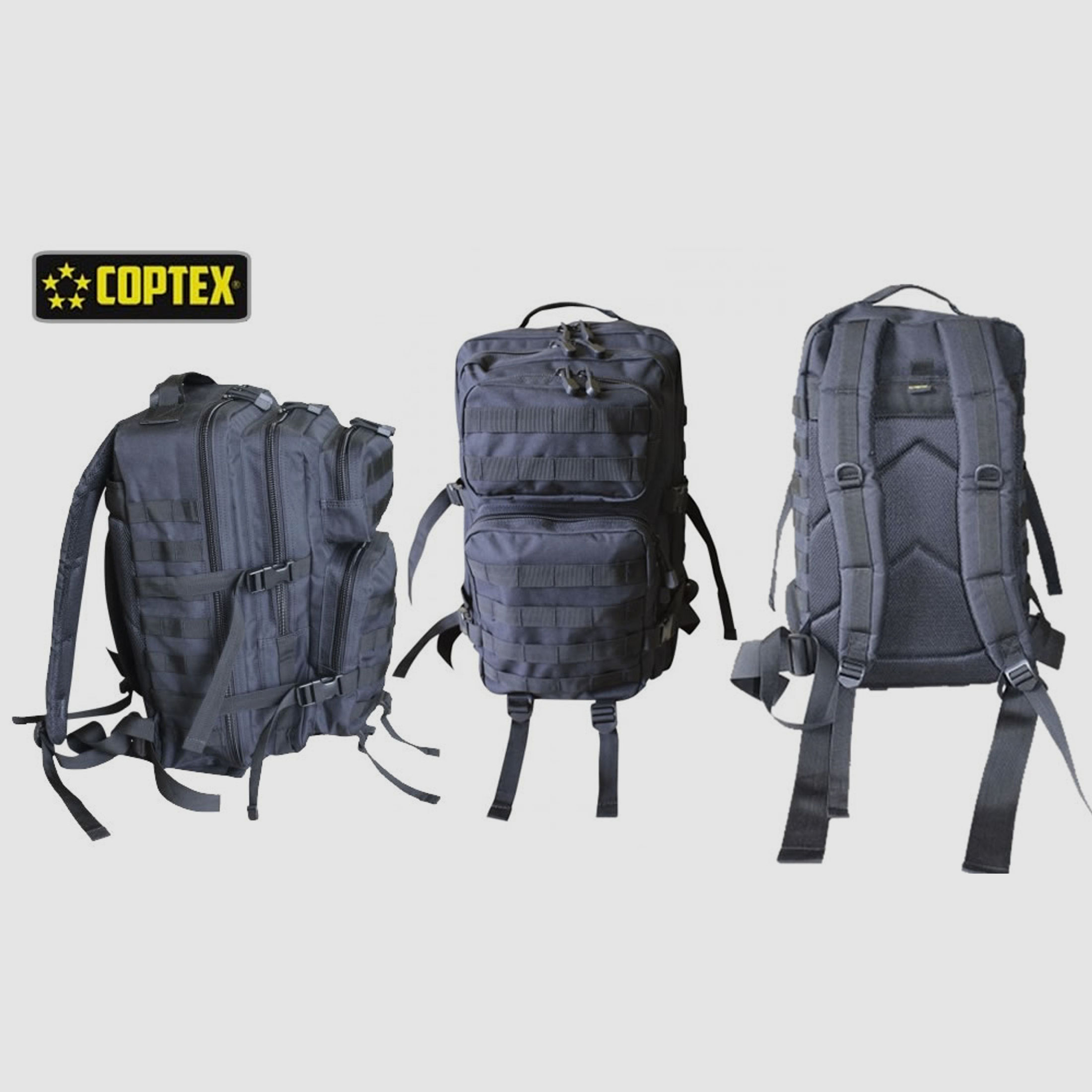 COPTEX Rucksack 40 l, 2 HauptfĂ¤cher, 2 aufgesetzte Taschen, Steckfach, Nylon, 50x30x30 cm